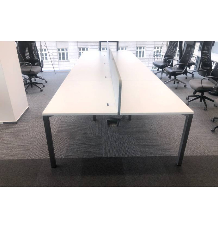 Kancelářský bílý PC stůl pro 8 lidí