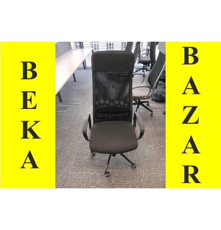Kancelářská kolečková židle černá kožená - IKEA