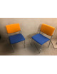 Kancelárska prísediaca stolička žlto-modrej farby - stohovateľná