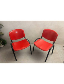 Kancelářská přísedící židle červená,plastová