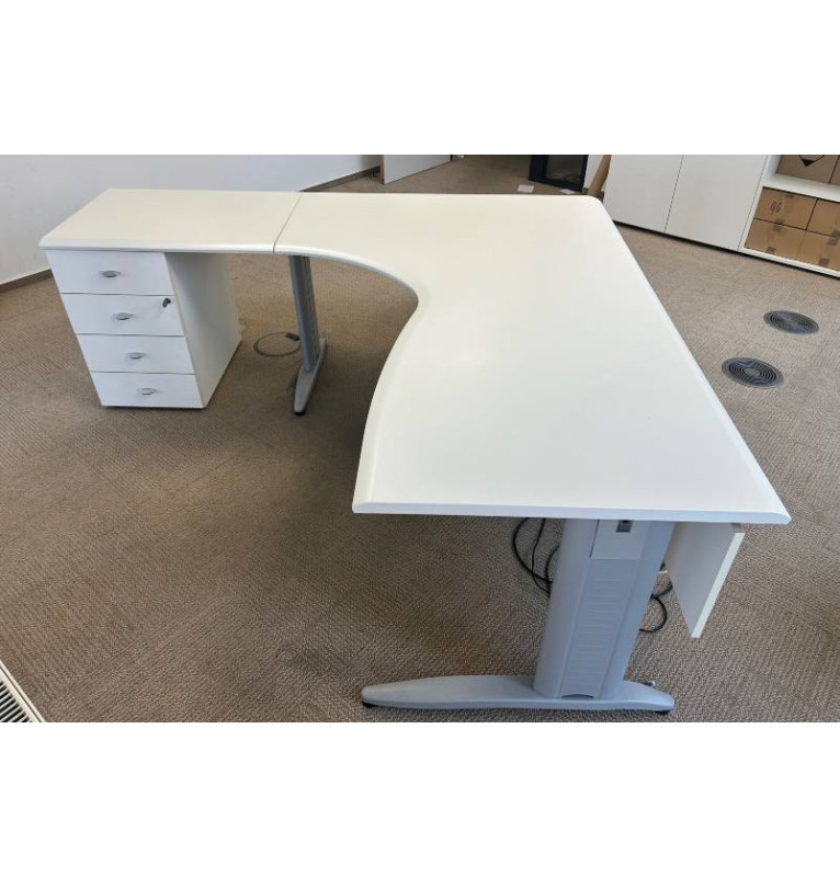 Kancelářský PC stůl s kontejnerem , bílý dekor - LAS