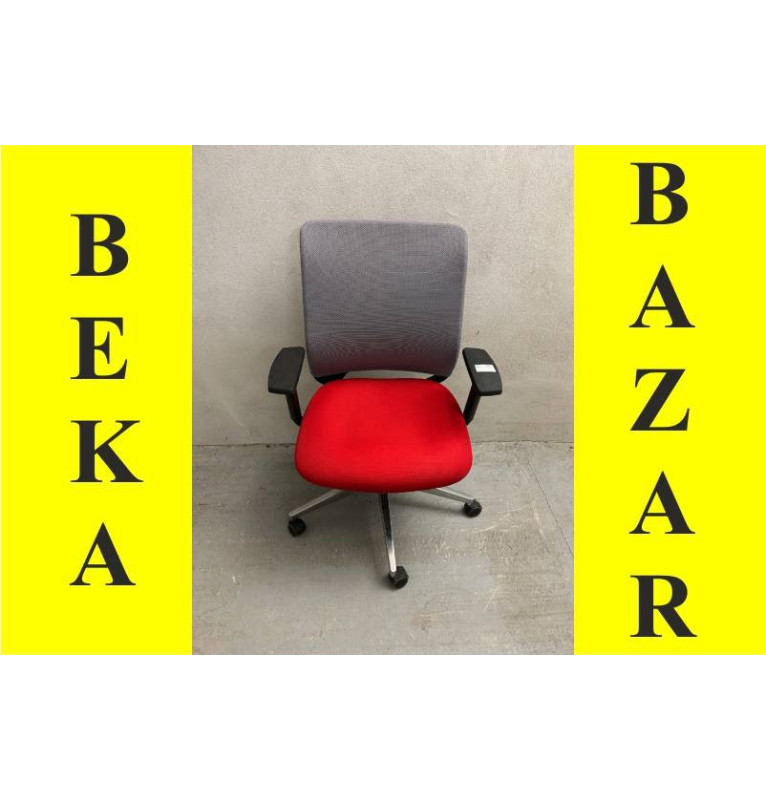 Kancelářská kolečková židle červená - síťovaná záda, zn.LD