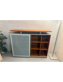 Kancelárska skriňa - šupacie sklenené dvere - dekor tmavo hnedý