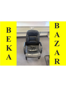 Kancelárska stolička prísediaca, kožená, čierna