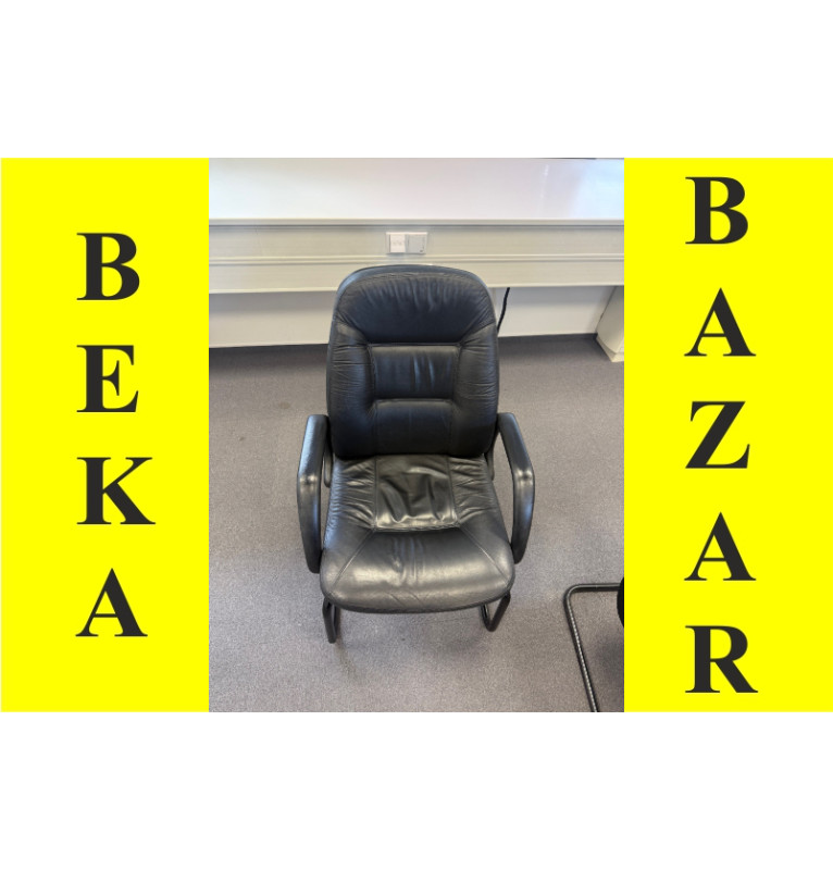 Kancelárska stolička prísediaca, kožená, čierna