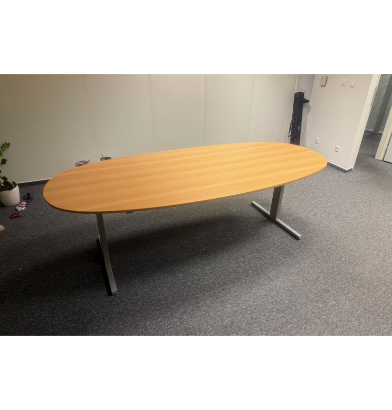 Kancelářský zasedací oválný stůl Techo - dekor buk