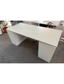 Kancelářský bílý PC stůl s kontejnerem a elementem