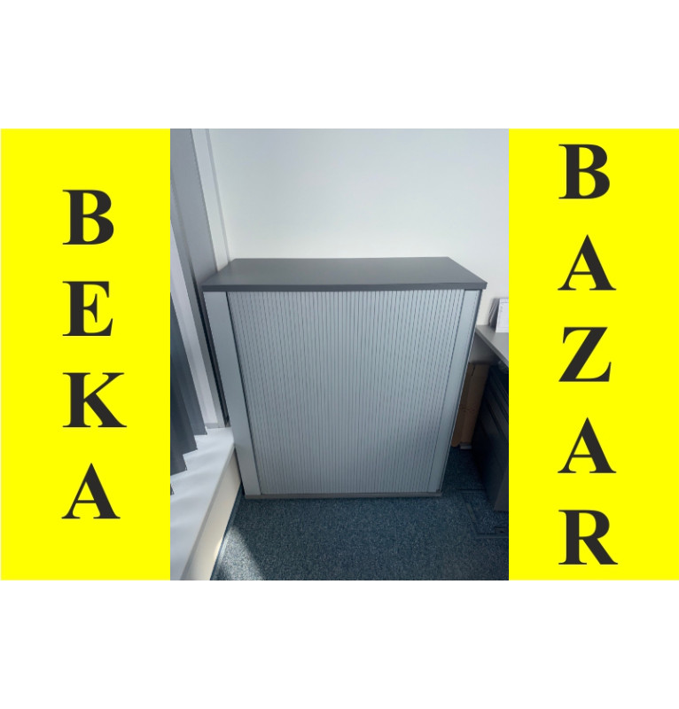 Kancelářská skříň Bene - šedý dekor , roletové dveře