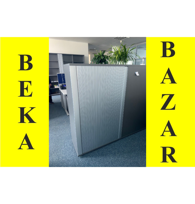 Kancelářská skříň Bene - šedý dekor , roletové dveře