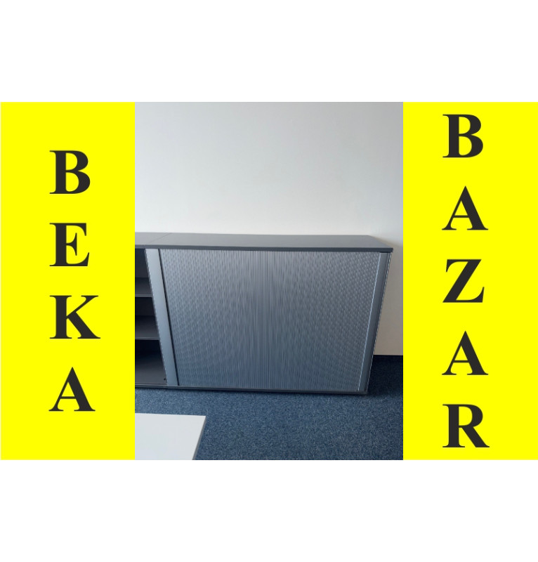 Kancelárska skriňa Bene - šedý dekor, roletové dvere