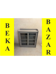 Kancelářská skříň Ikea - skleněné dveře, šedý dekor