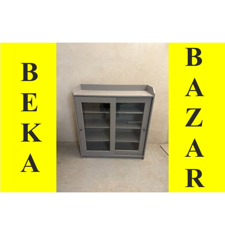 Kancelářská skříň Ikea - skleněné dveře, šedý dekor