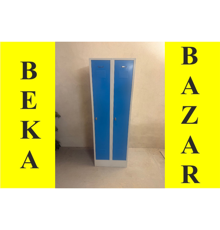 Plechová šatní skříň pro 2 osoby - modrá barva