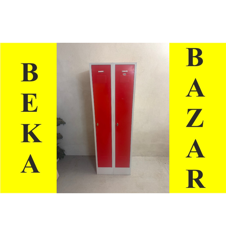 Plechová šatní skříň pro 2 osoby - červená barva