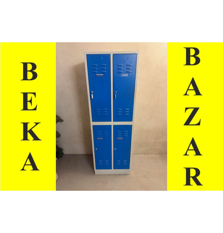 Plechová šatní skříň pro 4 osoby - modrá barva