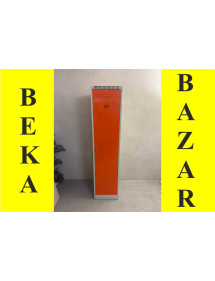 Plechová šatní skříň - oranžová barva