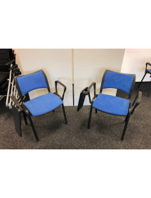 Kancelárske prísediace stoličky so stolčekom, stohovateľné-modré