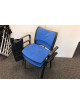 Kancelářské přísedící židle se stolečkem, stohovatelné- modré