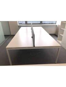 Kancelářský zasedací stůl ze 4 částí -  bílý dekor