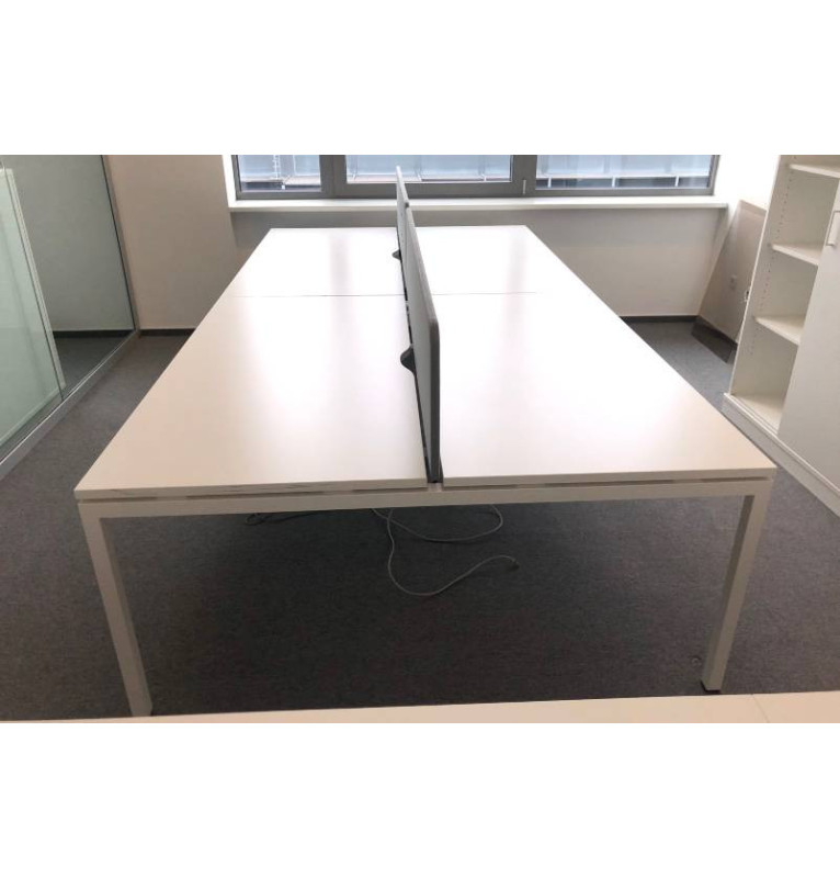 Kancelářský zasedací stůl ze 4 částí -  bílý dekor